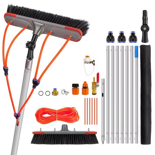 7M Water Fed Window Cleaning Pole Kit Telescopic Solar Panel Brush ...