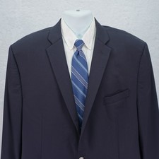 Calvin Klein Wool Blue Silver Button Blazer 46L 2 Button