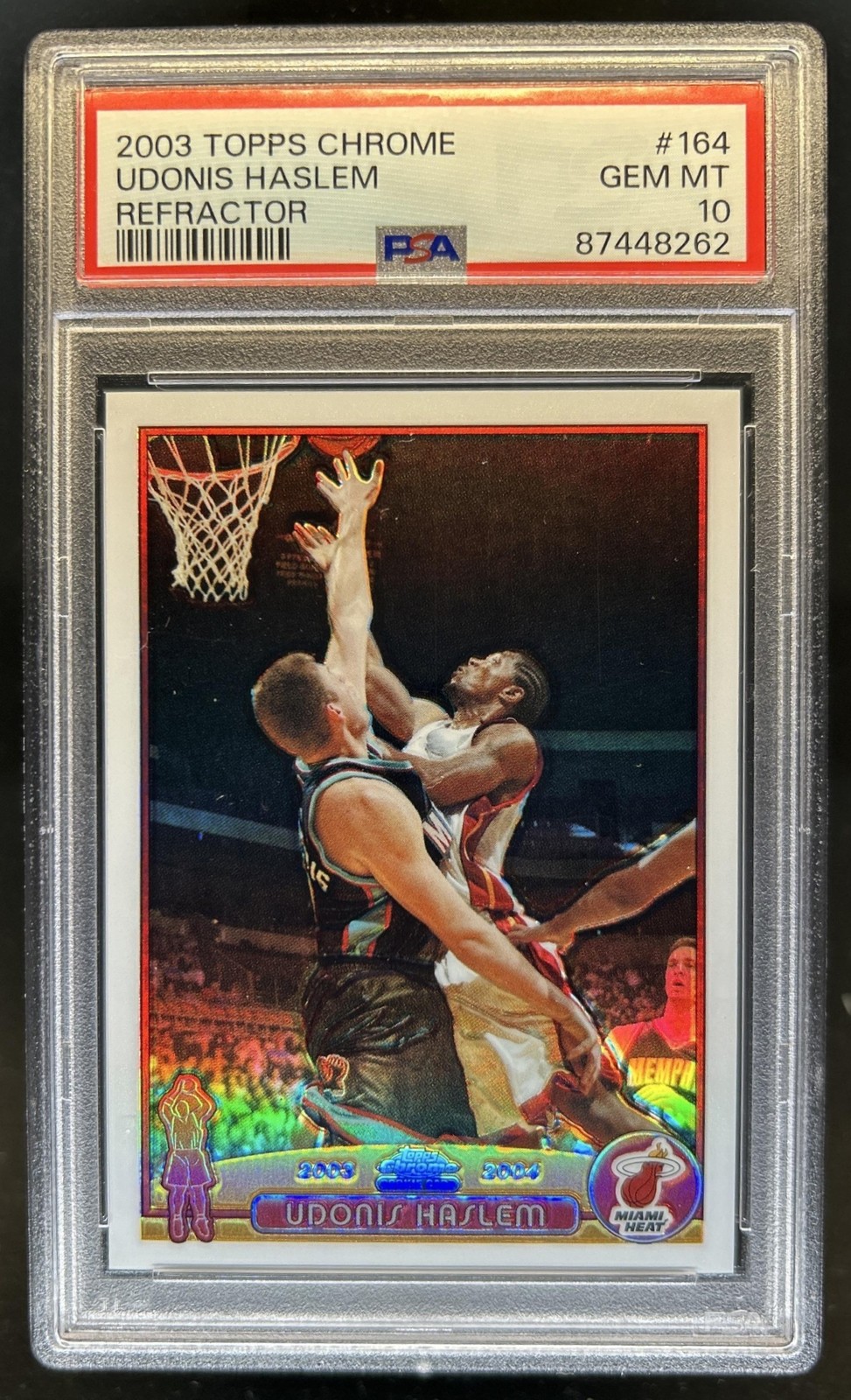 2003-04 Topps Chrome Udonis Haslem Refractor Rookie RC #164 Heat PSA 10 GEM MINT