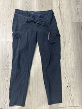 TOMMY HILFIGER Cropped CARGO Pants Beach Zip Drawstring Spell-Out Blue Womens 16