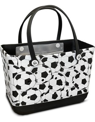 Extra Large Rubber Tote Bag with Protective Zipper Pouch, Soccer