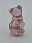 Fenton Handpainted Pink Glass Cat Figurine Signed “Smiles For You” Floral Heart — photo 4