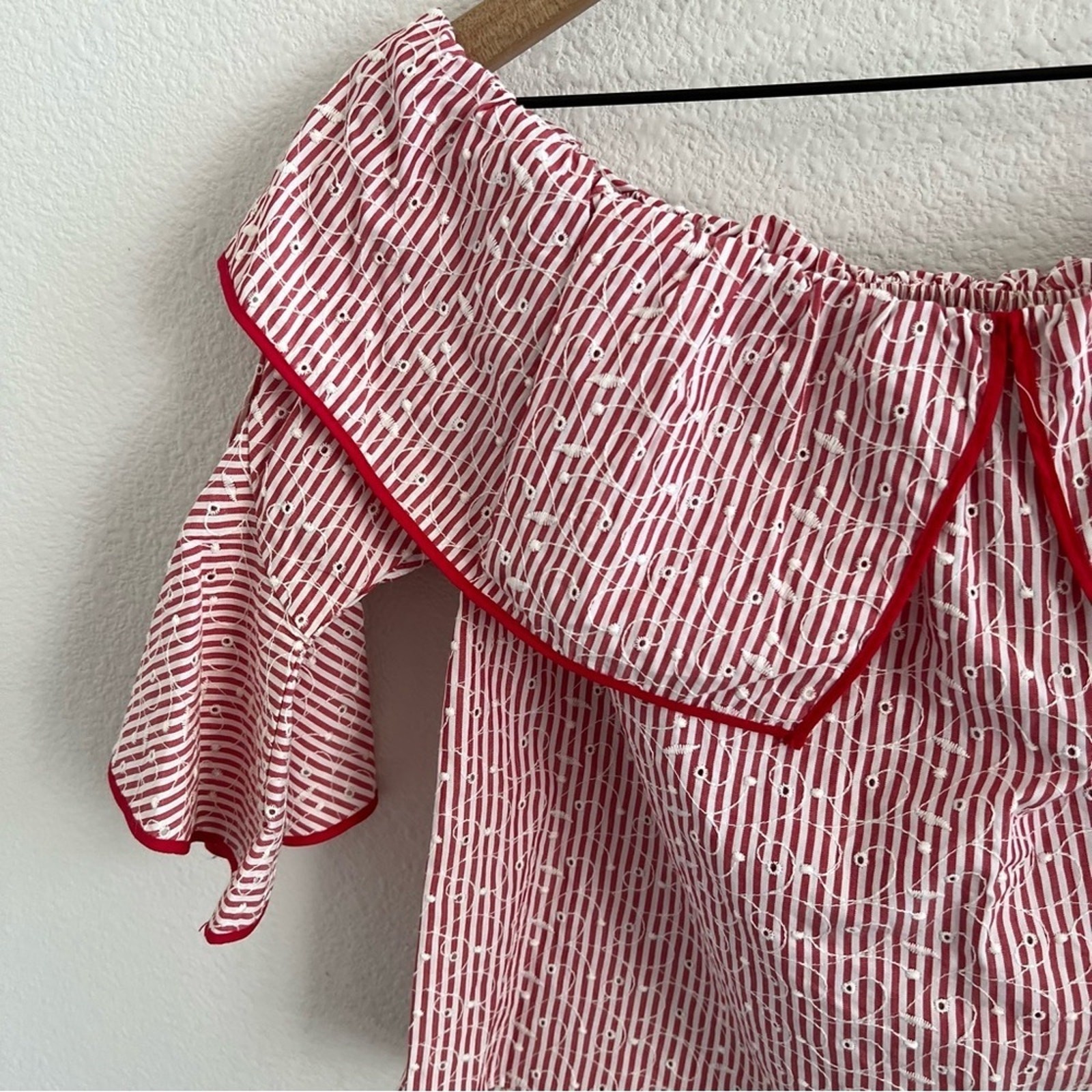 Zara Basic Collection Striped Red White Floral Em… - image 6