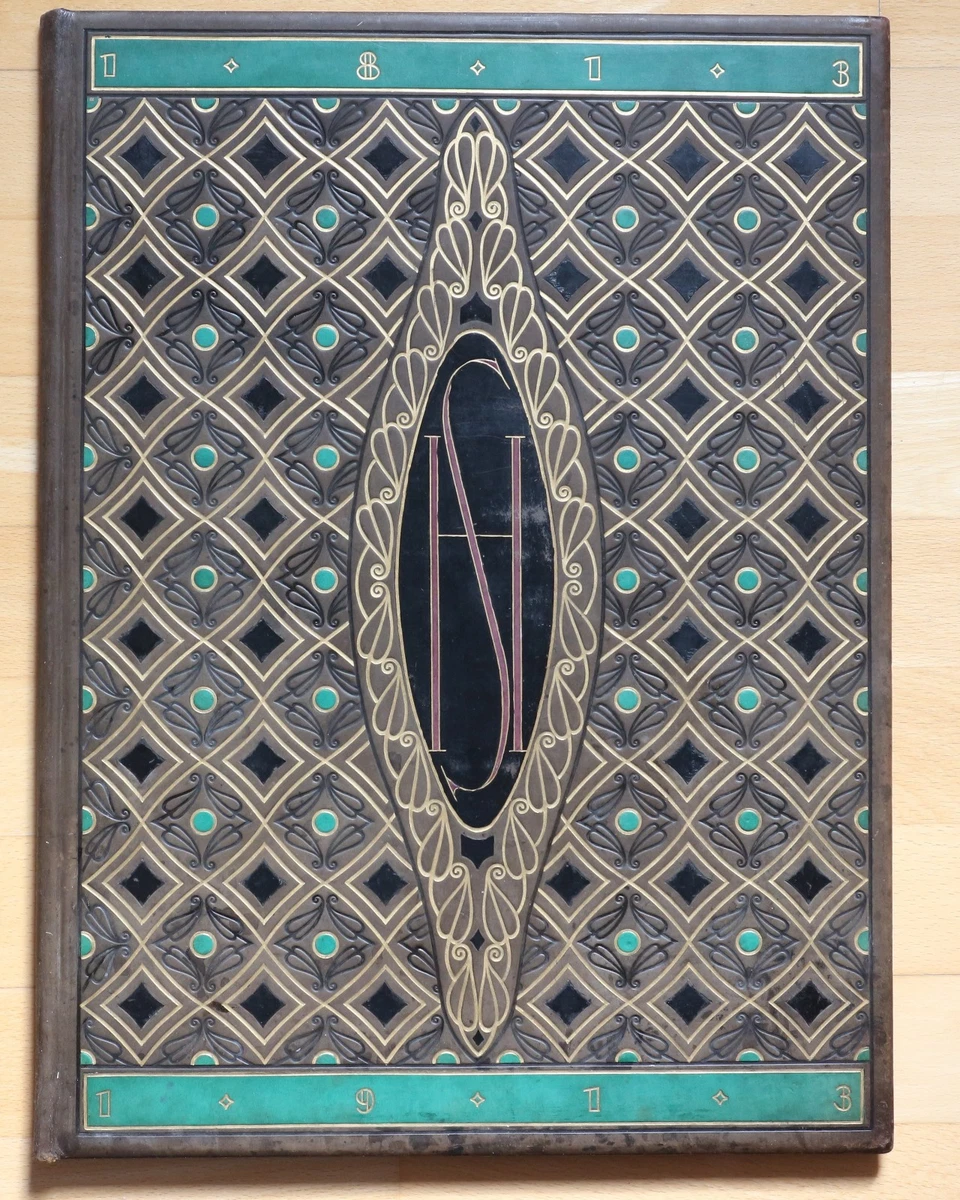 Schreibtischunterlage Leder vergoldet -  Buchbinder Arbeit 1913