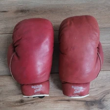 Vintage Gold Smith Leather Boxing Gloves 12oz Red No 210 Man Cave Decor