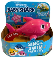 New Baby Shark Sing & Swim Pink Mommy Singing Bath Water Toy Robo Alive RARE