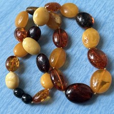 AMBER Chunky Genuine Baltic Amber Necklace Multi-Tone Beads