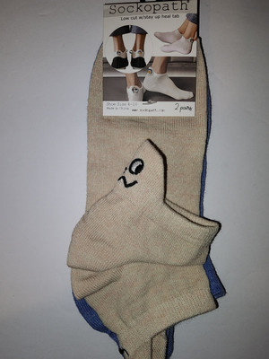 New Sockopath Women's 2 Pair No Slip Heel 