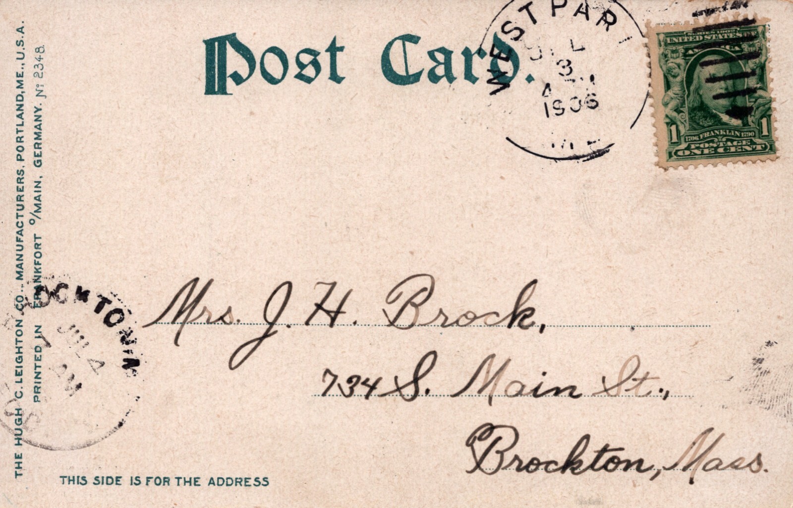 Cliffs Light House Portland ME Cane Elizabeth Undivided Back Vintage Post Card