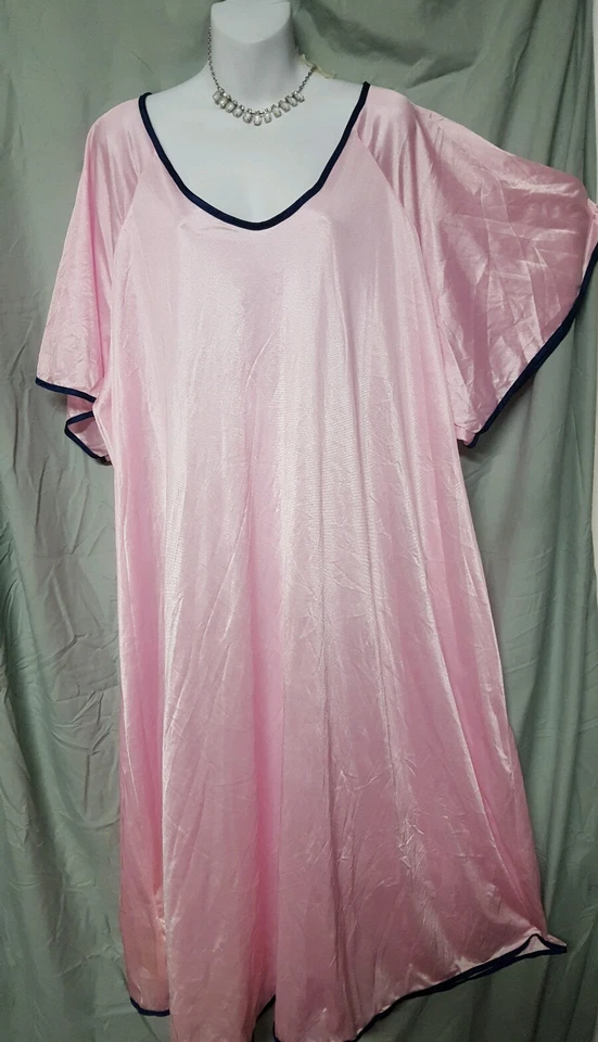 Camisón Only Necessities Rosa Azul Pantorrilla Manga Corta Talla Grande 3X 66" Busto Foto 2 de 4