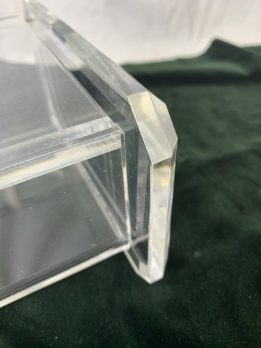 Caja de pañuelos vintage Lucite MCM bordes biselados rectangular única retro - Imagen 12 de 16