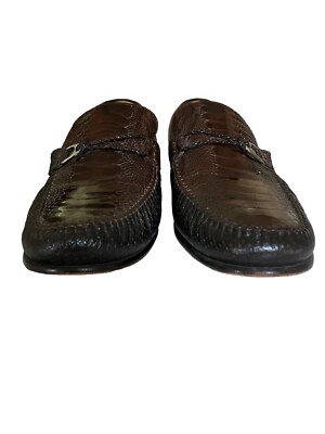 Mezlan Vesta Ostrich Leg and Woven Calfskin Moc Toe Bit  display picture 1