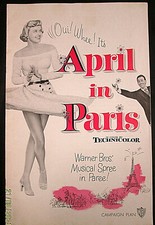 DORIS DAY,RAY BOLGER (APRIL IN PARIS) ORIG,1952 MOVIE PRESSBOOK (CLASSIC)