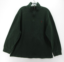 VINTAGE Ralph Lauren Polo Sweater Men XL Green Golf Pullover 1/4 Zip Red Pony 