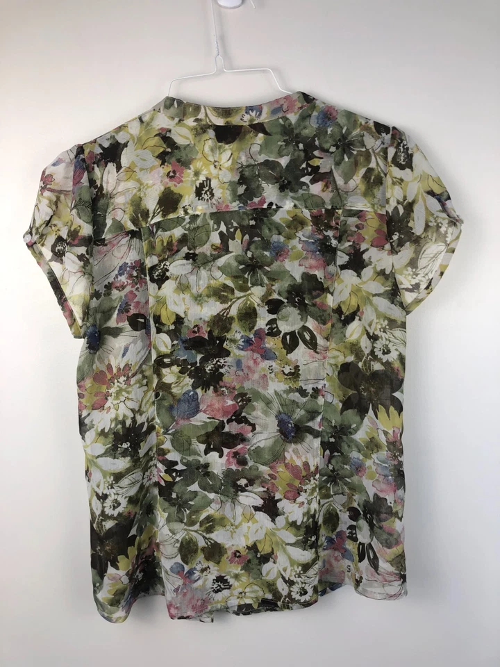 Liz Claiborne Sheer Floral Cap Sleeves Blouse Women's PL Feminine Office Work - Image 3 of 4