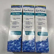 3 PACK Of Bausch &  Lomb Advanced Eye Relief Eye Wash 12 oz- EXP 11/25 - New!