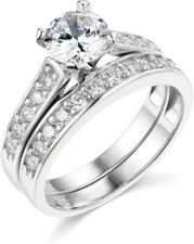 2.70 Ct Round Engagement Wedding Ring Set 14K White Gold Matching Band