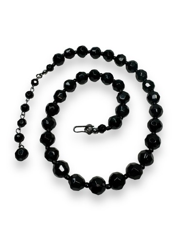 Heavy Black Faceted Crystal Vintage Necklace Adjustable 16”-18.5” - Picture 7 of 7