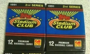 (2) 1991 TOPPS STADIUM CLUB Packs BASEBALL LOT PACKS C.Ripken Bagwell RC