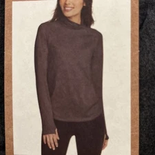 Eddie Bauer Active Funnel Neck Top Womens Medium Charcoal Thumb Hole Wicking