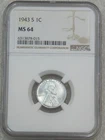 1943-S Lincoln Steel Cent NGC MS64 Very Bright with Luster, PQ #J85J
