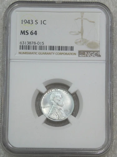 1943-S Lincoln Steel Cent NGC MS64 Very Bright with Luster, PQ #J85J
