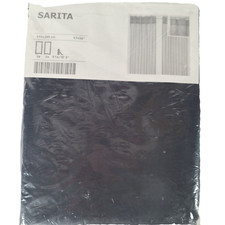 Ikea Sarita Black Sheer Curtain Panels 57x98" 145x250 One Pair Complete NEW