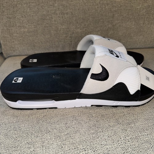 NIKE Air Max 1 Slide Taglia 17 Uomo Bianco Grigio Nero Slip On Nuovo - Foto 5 di 8