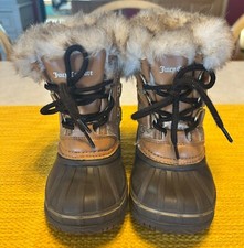Juicy Couture Girls Toddler Brown Fur Lined Snow Boots Size 8