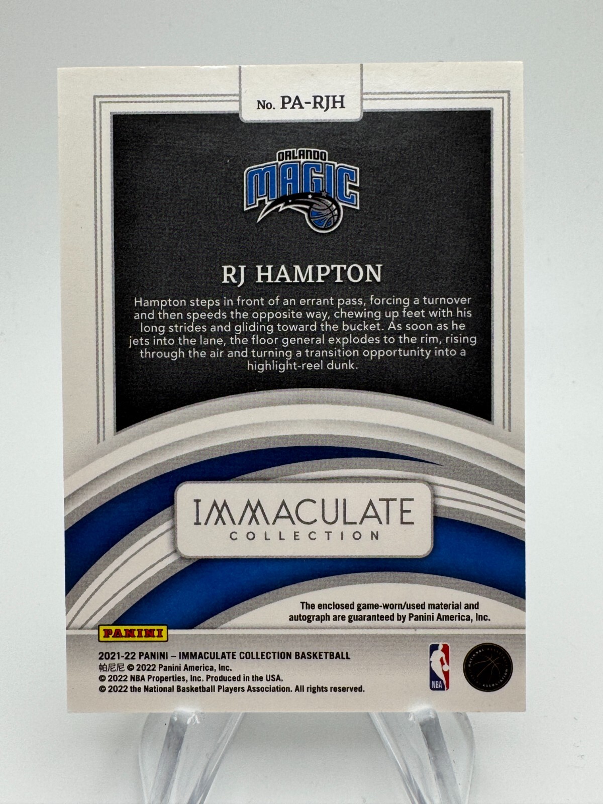 2021-22 Immaculate Collection RJ HAMPTON Holo Gold Patch Auto /49 #PARJH view 2