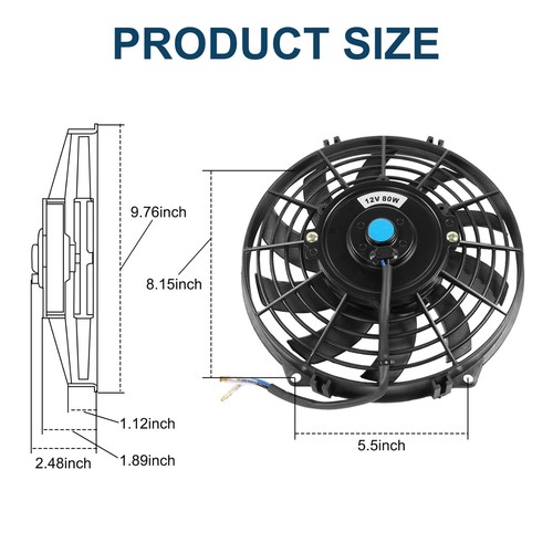 9 inch 12V Slim Fan Push Pull Electric Radiator Cooling Fan Mount Kit Universal - Picture 2 of 7