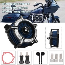 CNC Cut Air Cleaner Blue Intake Filter For Harley Road King Custom FLHRS FLHRC
