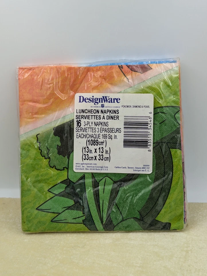 16 servilletas Pokemon Diamond & Pearl Partyware - American Greetings Design Ware Foto 2 de 4