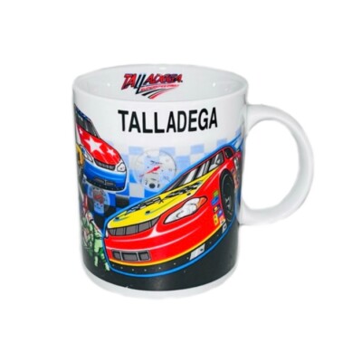 NIP Talladega Speed Way Mug FSB Mug Cars Drivers Pit Crew Multicolored Pre-Owned