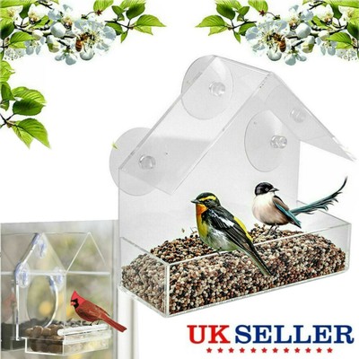 Acrylic Bird Feeder Triangle Birdhouse Hanging Parrot Feeder