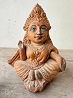 Vintage Old Hand Made Terracotta Clay Hindu Religious Goddess Laxmi Holy Statue