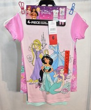 Disney Pajamas Princess Size 6 Girl's 4-Piece