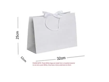 Recycled White Boutique Shop Medium Ribbon Gift Bags - Rope Handle Events Bag