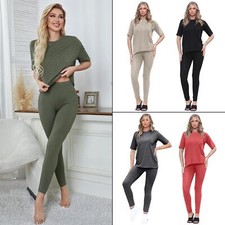 2 Piece Womens Loungewear Set Short Sleeve Activewear Comfortable Summer Set