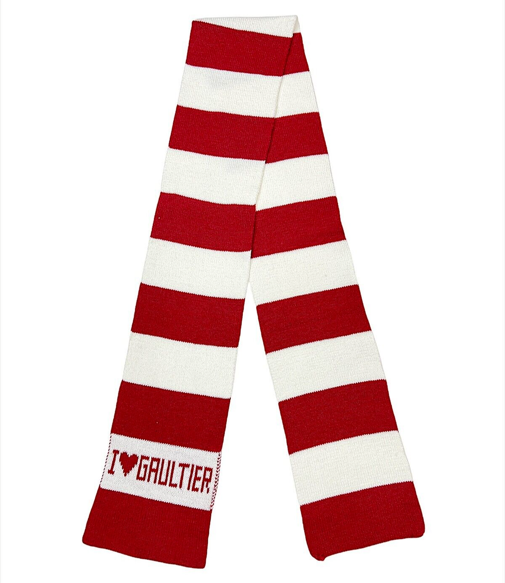 Jean Paul Gaultier Scarf Red & White Striped Unisex Adult's