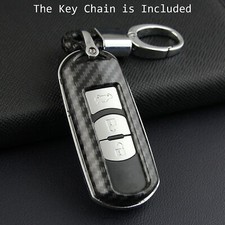 FOR Mazda 2/3/6/CX3/CX5/CX9/MX5 Carbon Fiber Hard Smart Key Chain Shell Cover