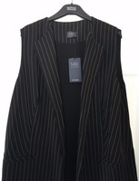 M&s Women Black Pinstripe Sleeveless Long Waistcoat Jacket Smart Work S22 M&s Women Black Pinstripe Sleeveless Long Waistcoat Jacket Smart Work S22
