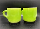 Lot Of  2 Vintage Anchor Hocking Fire King Mugs Cups In Avocado Green Ombre