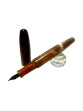 Hot Tan Cigar Beige Pearl Fountain Pen Handmade Fountain Pen_Nib Ruthenium