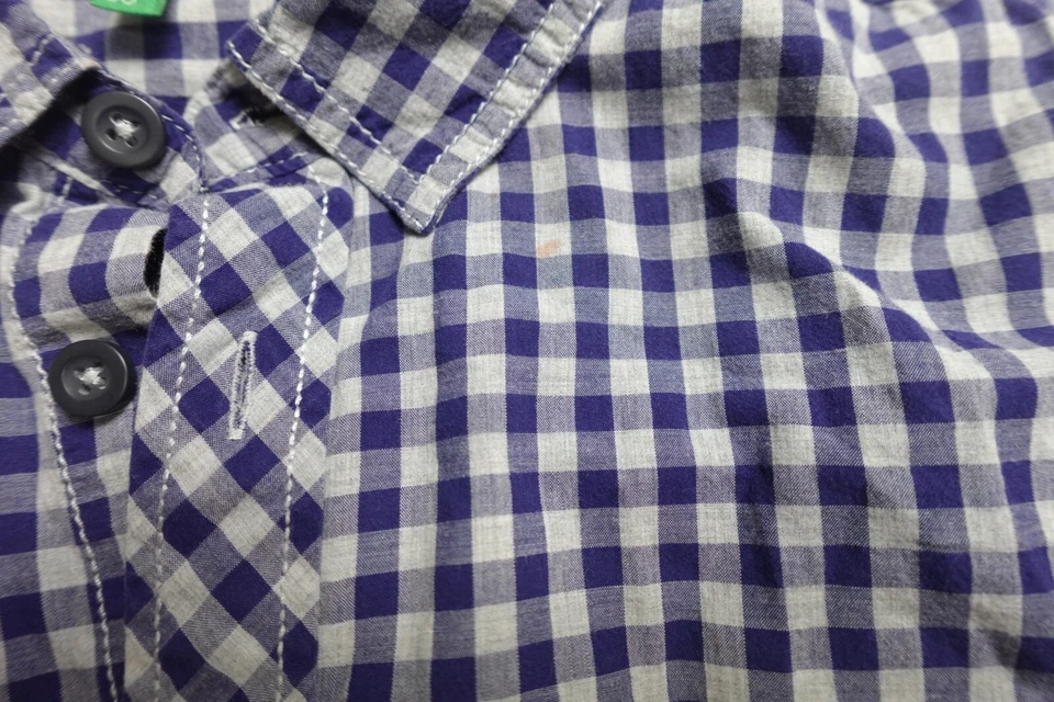 Camisa informal United Colors of Benetton para hombre M azul a cuadros manga larga con botones Foto 4 de 4