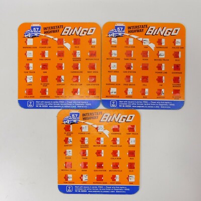 Vintage Lot of 3 Regal AUTO BINGO Cards - Interstate Highway Games For Car Trips