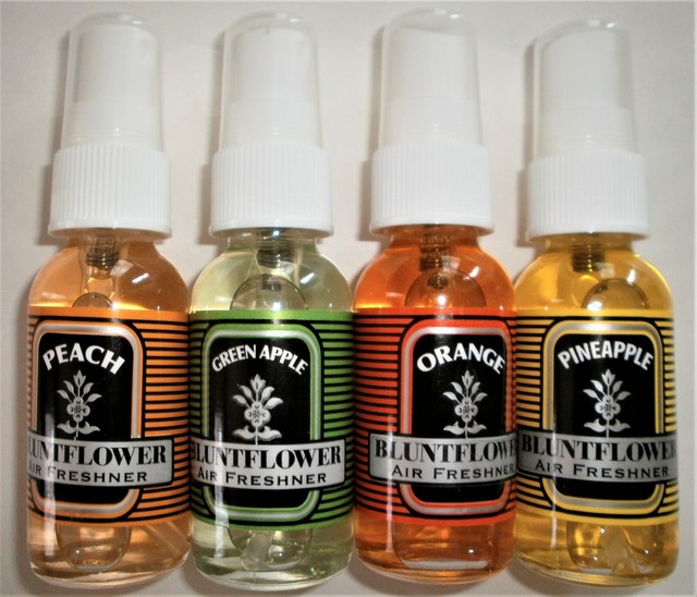 4 BLUNT FLOWER Spray 100 Oil Based Safe AIR FRESHENER PEACH, ORANGE