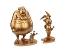 2 Asterix Obelix Idefix Gold Resin Figures - Limited Edition Collectoys