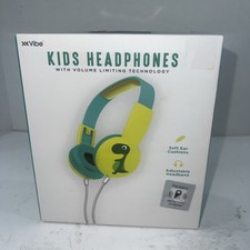 Vibe Kids Headphones With Volume Limiting Tech Dinosaur Teal Green Soft Cushion