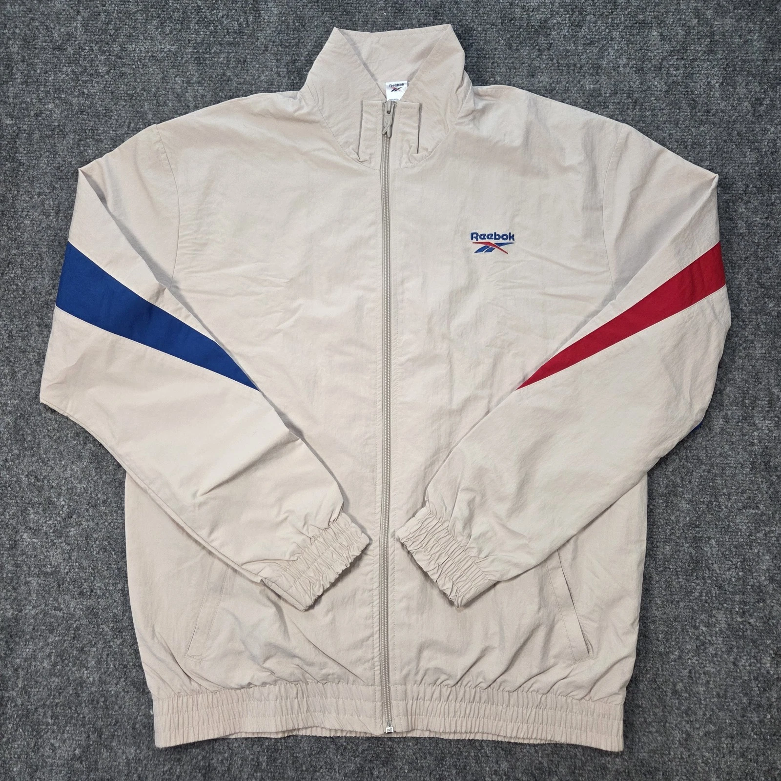 NWT Reebok Vector Tracktop Mens Medium 'Stucco' Beige Tan Track Jacket Knit Logo - product detail image 6